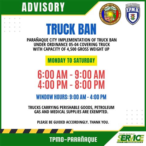 06 June 2024 A gentle reminder for everyone. Our Truck ban is .